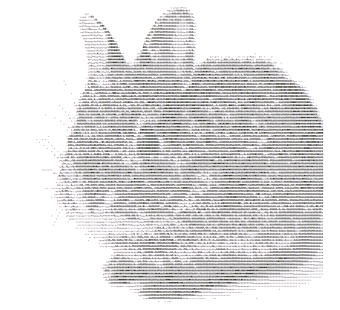 Bunny rabbit in text art.