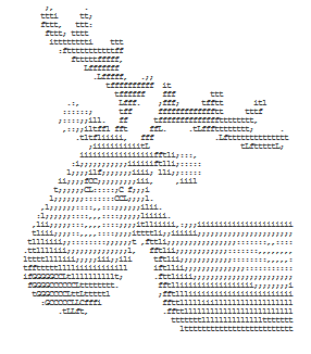 Rudolph the red nosed reindeer ASCII image.